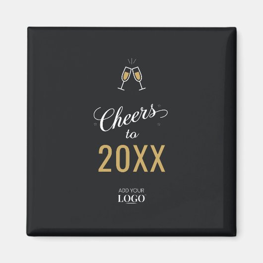 新エレガント年事業ロゴブラックへの応援 マグネット (正面)