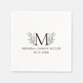 新エレガント生の黒モノグラム スタンダードカクテルナプキン (正面)