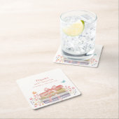 新エレガント章フローラボウブック赤ちゃんシャワー スクエアペーパーコースター (インサイチュ)