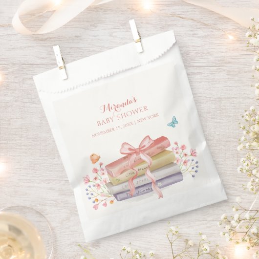 新エレガント章フローラボウブック赤ちゃんシャワー フェイバーバッグ (クリップ留めされた状態)