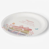 新エレガント章フローラボウブック赤ちゃんシャワー ペーパープレート (アングル)