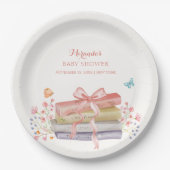 新エレガント章フローラボウブック赤ちゃんシャワー ペーパープレート (正面)