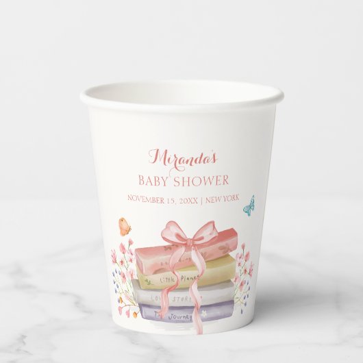新エレガント章フローラボウブック赤ちゃんシャワー 紙コップ (裏面)