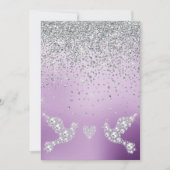 新エレガント結晶ダイヤ結婚モンド紫薄紫 招待状 (正面)