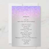 新エレガント結晶ダイヤ結婚モンド薄紫紫 招待状 (裏面)