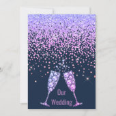 新エレガント結晶ダイヤ結婚モンドNAVY PURPLE 招待状 (正面)