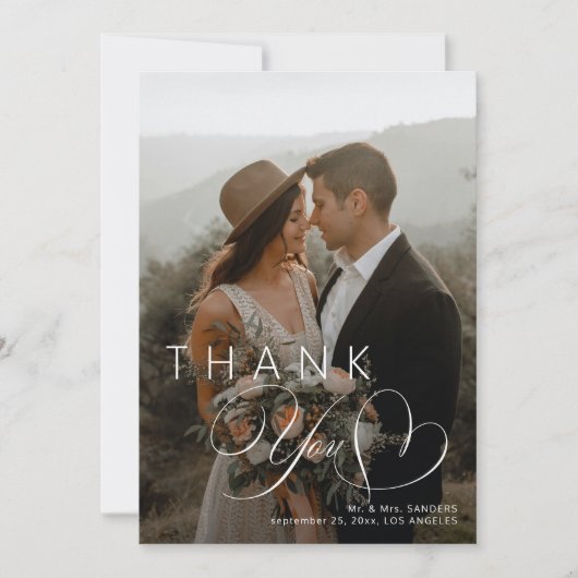 新エレガント規の結婚写真を感謝していす 招待状 (正面)