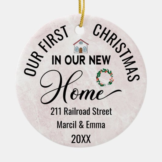 新カスタムしいホームでの初めてのクリスマス2023 セラミックオーナメント (正面)