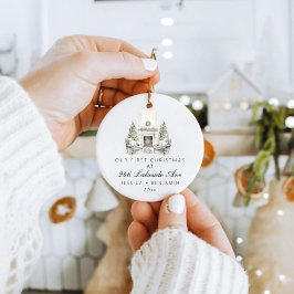 新カスタムしいホームファミリーの初めてのクリスマス セラミックオーナメント