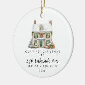 新カスタムしいホームファミリーの初めてのクリスマス セラミックオーナメント (左)