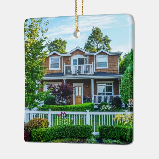 新カスタムしいホームフォトクライアントギフトw会社のロゴ セラミックオーナメント (左)