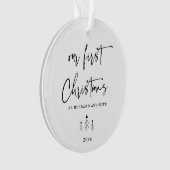 新カスタム婚の初めてのクリスマスとして写真年 オーナメント (正面)