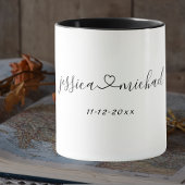 新カスタム婚の名前が愛の日付に結婚加わる マグカップ
