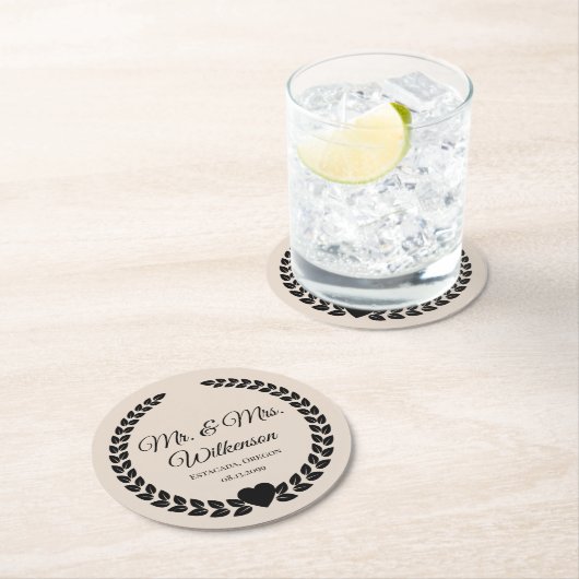 新カスタム婚の新婦さん ラウンドペーパーコースター (インサイチュ)