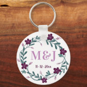 新カスタム婚モノグラムと結婚デートの好意 キーホルダー (裏面)