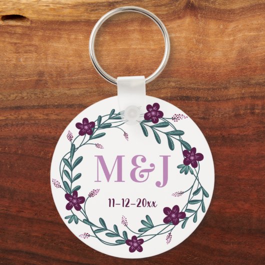 新カスタム婚モノグラムと結婚デートの好意 キーホルダー (正面)