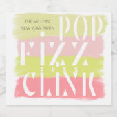 新カラフル年モダンのパーティーのスクリプト スパークリングワインラベル (シングルラベル)