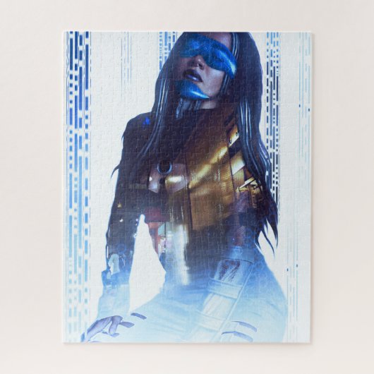 新サイバーパンクのアンドロイドのホログラム ジグソーパズル (縦)