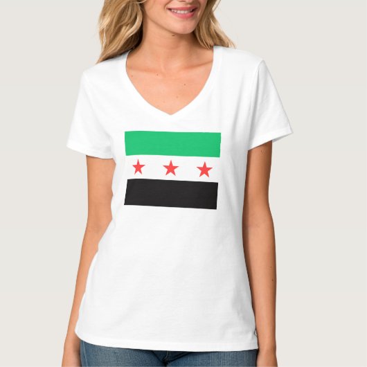 新シリア国旗シリア無料の自由ポスト革命 Tシャツ (正面)