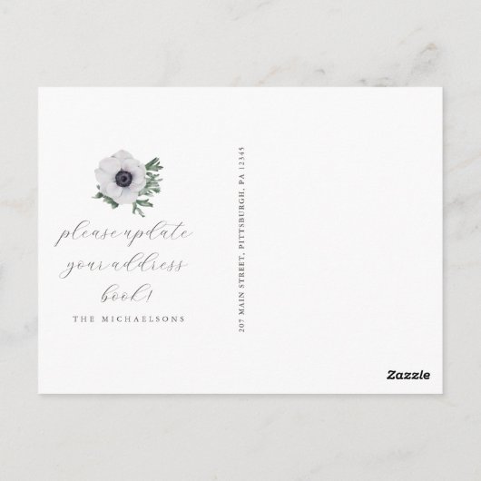 新シンプルしい家に引っ越したの緑 ポストカード (裏面)