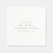 新シンプルしいMrとMrsの名前の日付スクリプト スタンダードカクテルナプキン (正面)