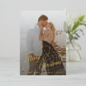 新シンプル婚のメリー・エレガントクリスマス・金ゴールド 箔シーズンカード (立ち正面)