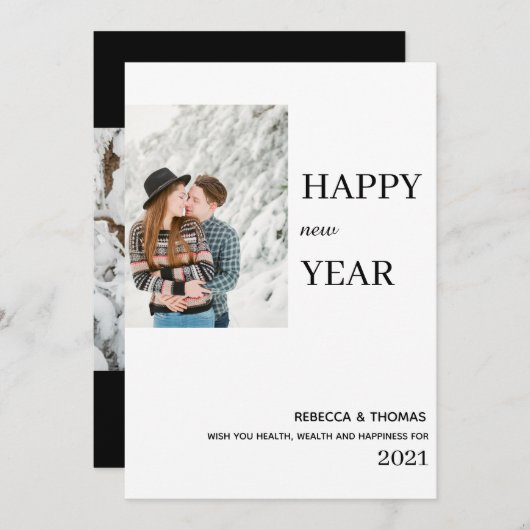 新シンプル年の写真 セーブザデート (正面/裏面)