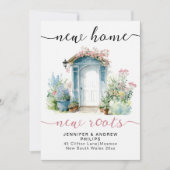 新スタイリッシュしいホームルーツピンク書道水彩色 案内状 (正面)