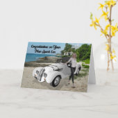 新スポーツカーおめでとうカード カード (黄色い花)