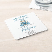 新チャプターテディブルーの男の子の赤ちゃんシャワー熊 ペーパーコースター (アングル)