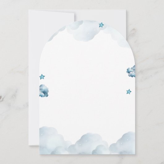 新チャプターテディブルーの男の子の赤ちゃんシャワー熊 招待状 (裏面)