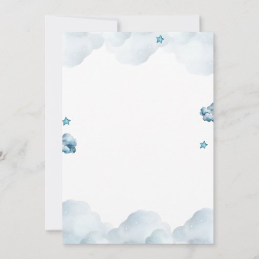 新チャプターテディブルーの男の子の赤ちゃんシャワー熊 招待状 (裏面)