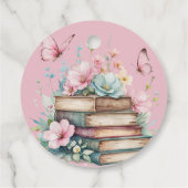 新チャプターピンクの女の子ストーリーブックブックベビーシャワー フェイバータグ (裏面)