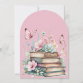 新チャプターピンクの女の子ストーリーブックブックベビーシャワー 招待状 (裏面)