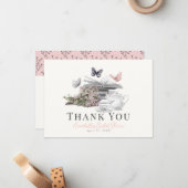 新チャプターピンクフローラブライダルシャワーありがとう ノートカード (正面/裏面インサイチュ)