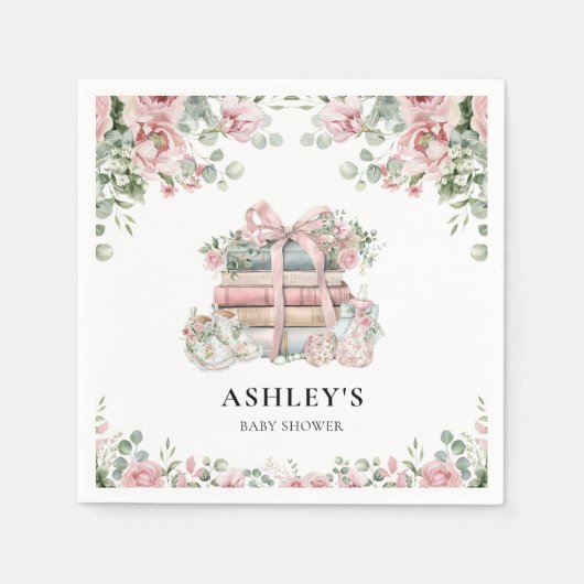 新チャプターピンクボウフローラベビーシャワー スタンダードカクテルナプキン (正面)