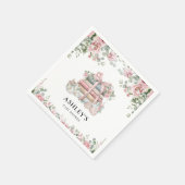 新チャプターピンクボウフローラベビーシャワー スタンダードカクテルナプキン (角)