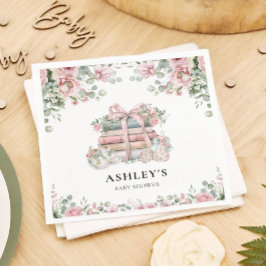 新チャプターピンクボウフローラベビーシャワー スタンダードカクテルナプキン