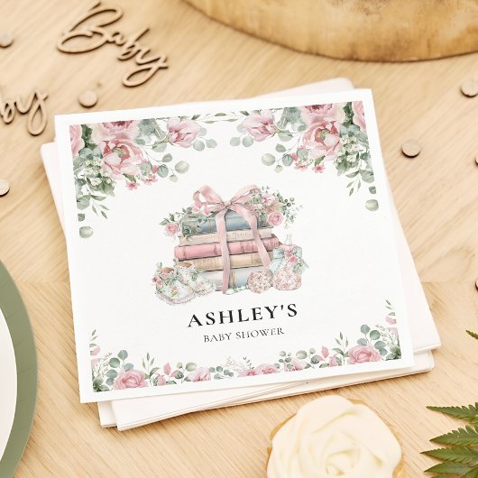 新チャプターピンクボウフローラベビーシャワー スタンダードカクテルナプキン