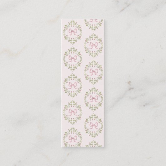 新チャプターピンクボウ赤ちゃんシャワーブックブックマーク スキニー名刺 (裏面)