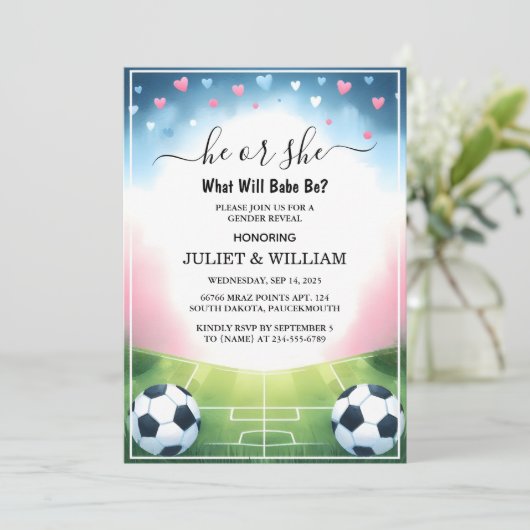 新チームボールピッチおもしろいサッカーフィールド性別の明け方 招待状 (スタンド正面)