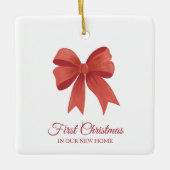 新パーソナライズされたしいホームギフトの初めてのクリスマス セラミックオーナメント (正面)
