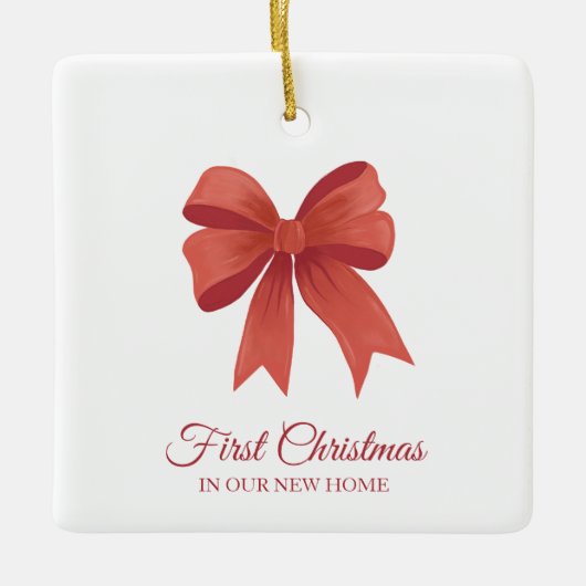 新パーソナライズされたしいホームギフトの初めてのクリスマス セラミックオーナメント (正面)