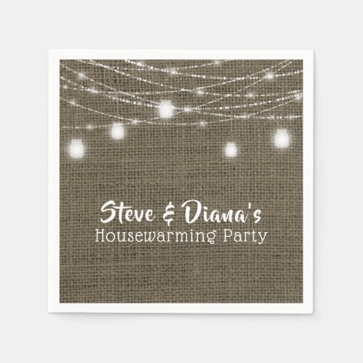 新パーソナライズされたしいホーム素朴引っ越し祝いパーティーパーティー スタンダードカクテルナプキン (正面)