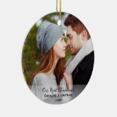 新パーソナライズされたしい写真Our初めてのクリスマス セラミックオーナメント (右)