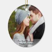 新パーソナライズされたしい写真Our初めてのクリスマス セラミックオーナメント (左)