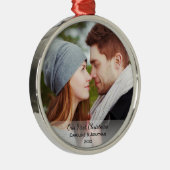 新パーソナライズされたしい写真Our初めてのクリスマス メタルオーナメント (右)