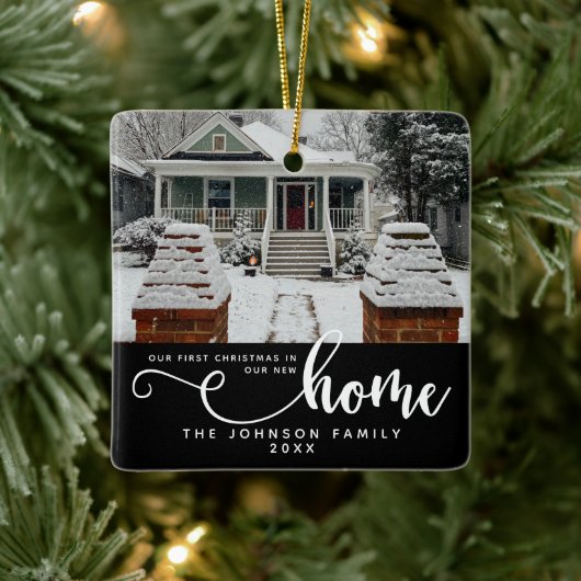 新パーソナライズされたしい家での初めてのクリスマス セラミックオーナメント (ツリー)
