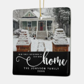 新パーソナライズされたしい家での初めてのクリスマス セラミックオーナメント (左)
