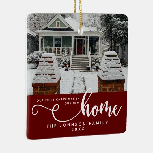 新パーソナライズされたしい家での初めてのクリスマス セラミックオーナメント (右)